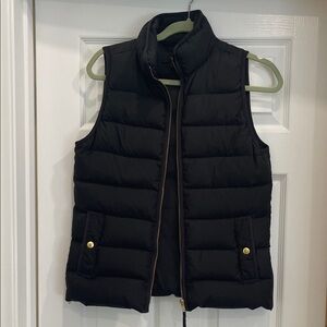 Black Puffer Vest with Gold Accents